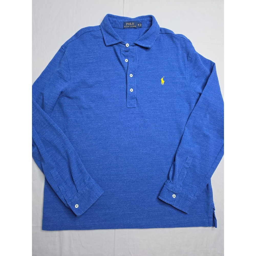 Polo Ralph Lauren Polo Shirt Mens XL Blue 100% Cotton Pony Logo Long Sleeve Golf